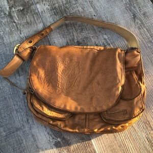 Brown Italian Leather Shoulder Bag Lucky